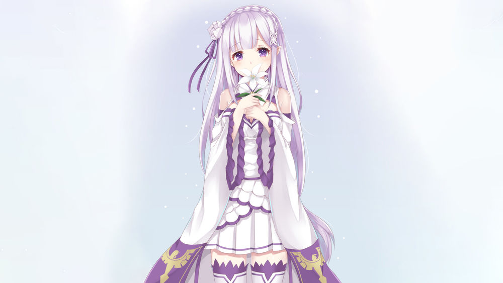 Обои для рабочего стола Emilia / Эмилия из аниме Re: Zero kara Hajimeru Isekai Seikatsu / Re: Жизнь в альтернативном мире с нуля