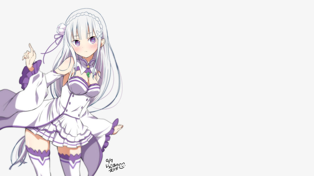 Обои для рабочего стола Emilia / Эмилия из аниме Re: Zero kara Hajimeru Isekai Seikatsu / Re: Жизнь в альтернативном мире с нуля