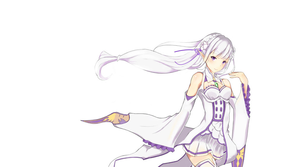 Обои для рабочего стола Emilia / Эмилия из аниме Re: Zero kara Hajimeru Isekai Seikatsu / Re: Жизнь в альтернативном мире с нуля