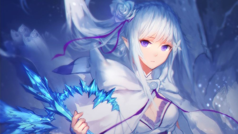 Обои для рабочего стола Emilia / Эмилия из аниме Re: Zero kara Hajimeru Isekai Seikatsu / Re: Жизнь в альтернативном мире с нуля