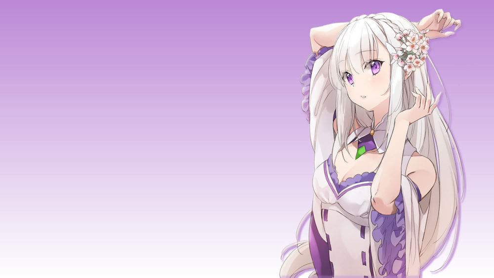 Обои для рабочего стола Emilia / Эмилия из аниме Re: Zero kara Hajimeru Isekai Seikatsu / Re: Жизнь в альтернативном мире с нуля