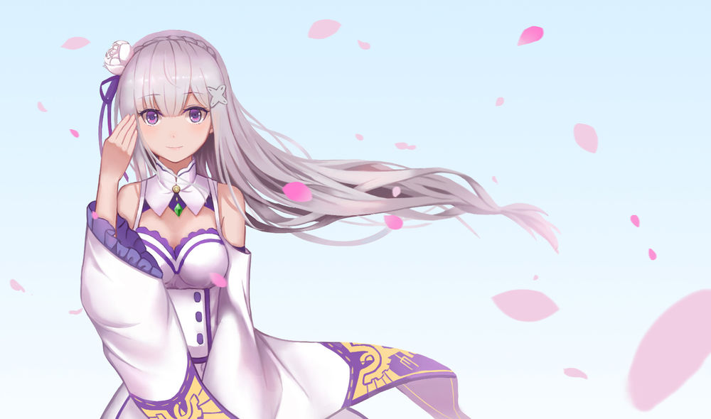 Обои для рабочего стола Emilia / Эмилия из аниме Re: Zero kara Hajimeru Isekai Seikatsu / Re: Жизнь в альтернативном мире с нуля