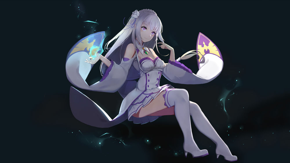 Обои для рабочего стола Emilia / Эмилия из аниме Re: Zero kara Hajimeru Isekai Seikatsu / Re: Жизнь в альтернативном мире с нуля
