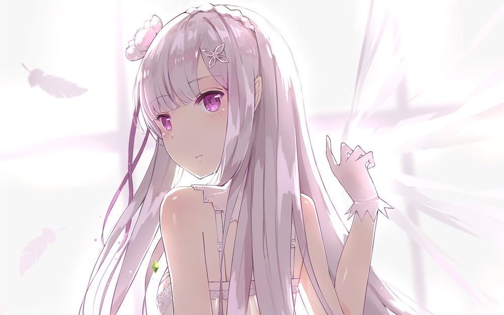 Обои для рабочего стола Emilia / Эмилия из аниме Re: Zero kara Hajimeru Isekai Seikatsu / Re: Жизнь в альтернативном мире с нуля
