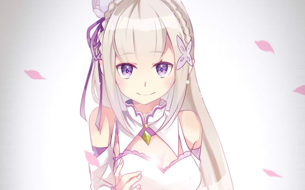 Обои для рабочего стола Emilia / Эмилия из аниме Re: Zero kara Hajimeru Isekai Seikatsu / Re: Жизнь в альтернативном мире с нуля