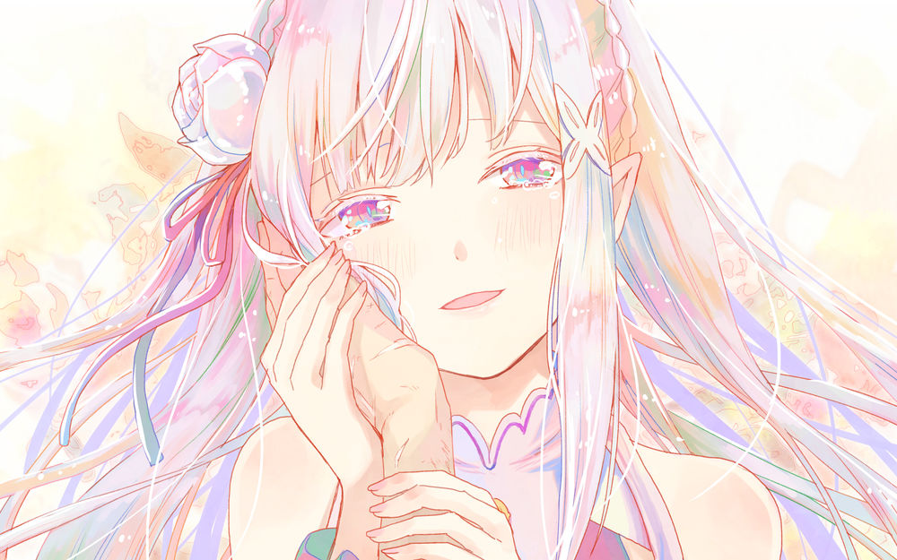 Обои для рабочего стола Emilia / Эмилия из аниме Re: Zero kara Hajimeru Isekai Seikatsu / Re: Жизнь в альтернативном мире с нуля