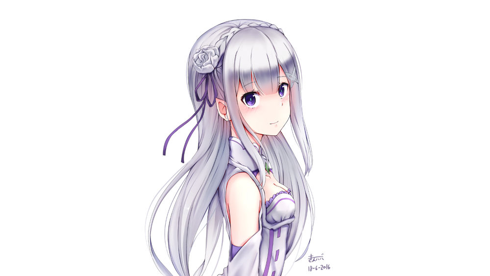 Обои для рабочего стола Emilia / Эмилия из аниме Re: Zero kara Hajimeru Isekai Seikatsu / Re: Жизнь в альтернативном мире с нуля