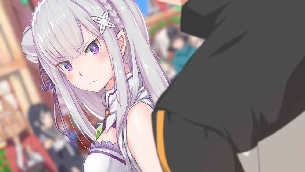 Обои для рабочего стола Emilia / Эмилия из аниме Re: Zero kara Hajimeru Isekai Seikatsu / Re: Жизнь в альтернативном мире с нуля