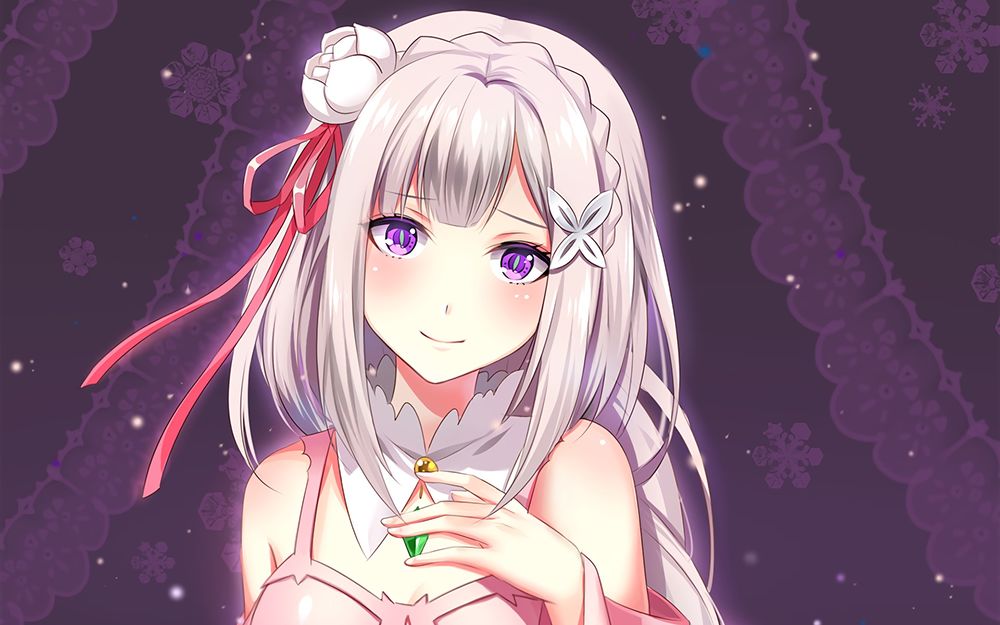 Обои для рабочего стола Emilia / Эмилия из аниме Re: Zero kara Hajimeru Isekai Seikatsu / Re: Жизнь в альтернативном мире с нуля