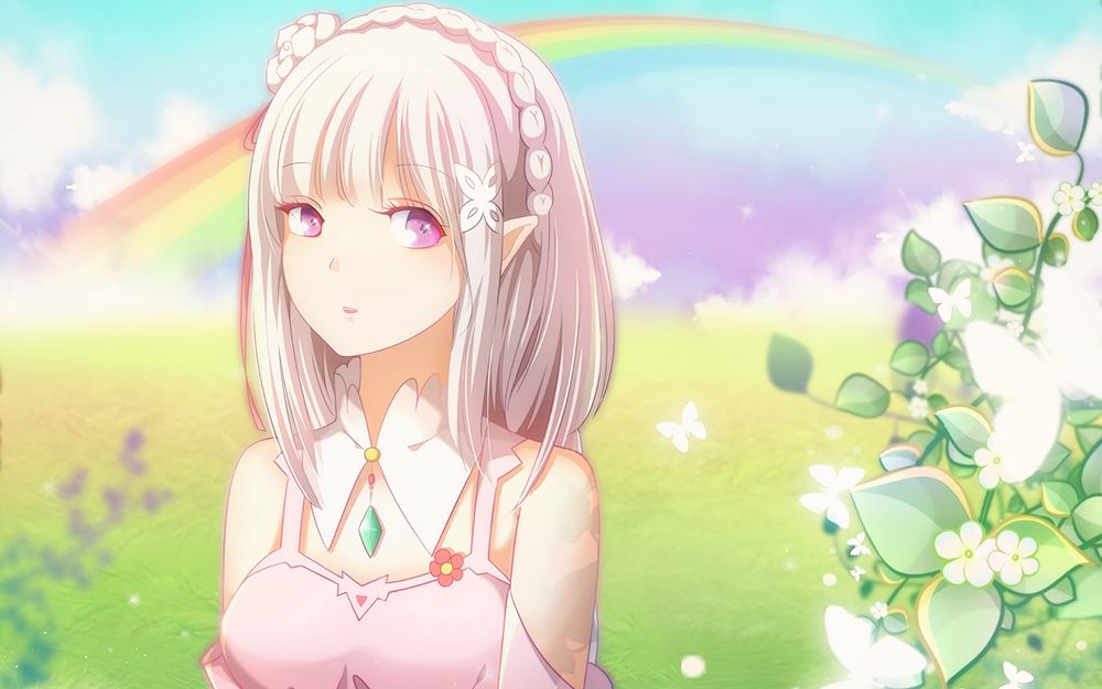 Обои для рабочего стола Emilia / Эмилия из аниме Re: Zero kara Hajimeru Isekai Seikatsu / Re: Жизнь в альтернативном мире с нуля