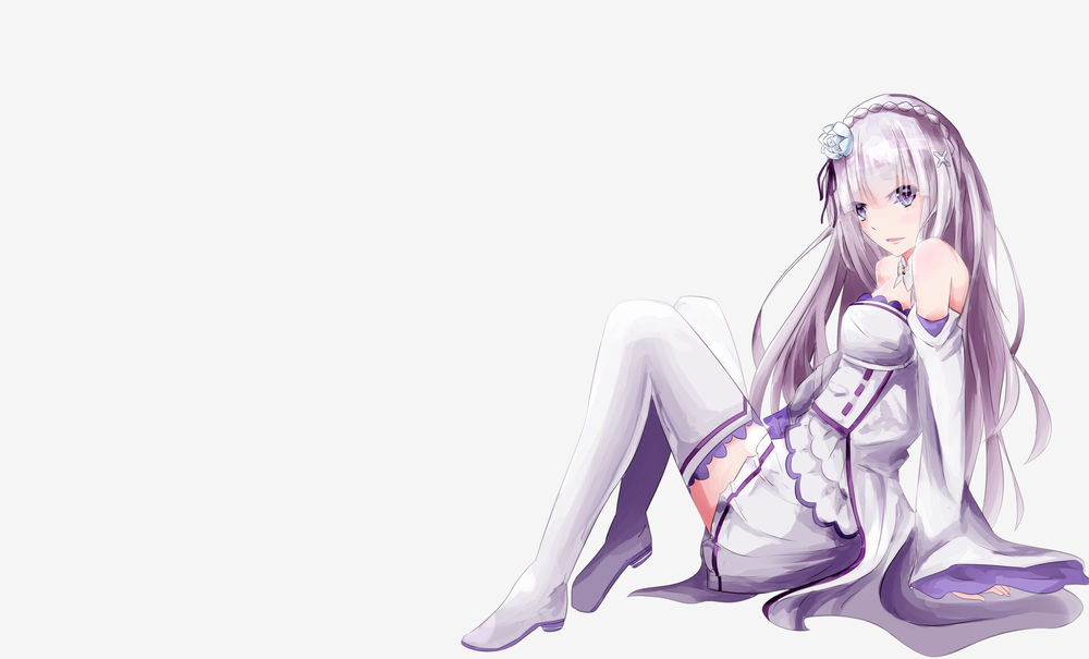 Обои для рабочего стола Emilia / Эмилия из аниме Re: Zero kara Hajimeru Isekai Seikatsu / Re: Жизнь в альтернативном мире с нуля
