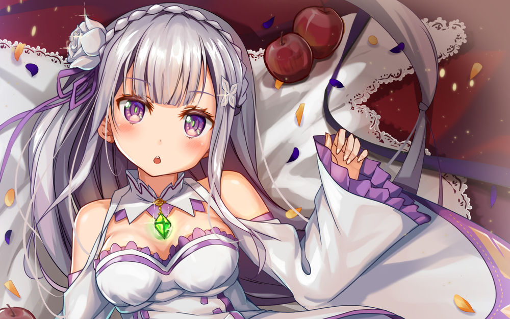 Обои для рабочего стола Emilia / Эмилия из аниме Re: Zero kara Hajimeru Isekai Seikatsu / Re: Жизнь в альтернативном мире с нуля