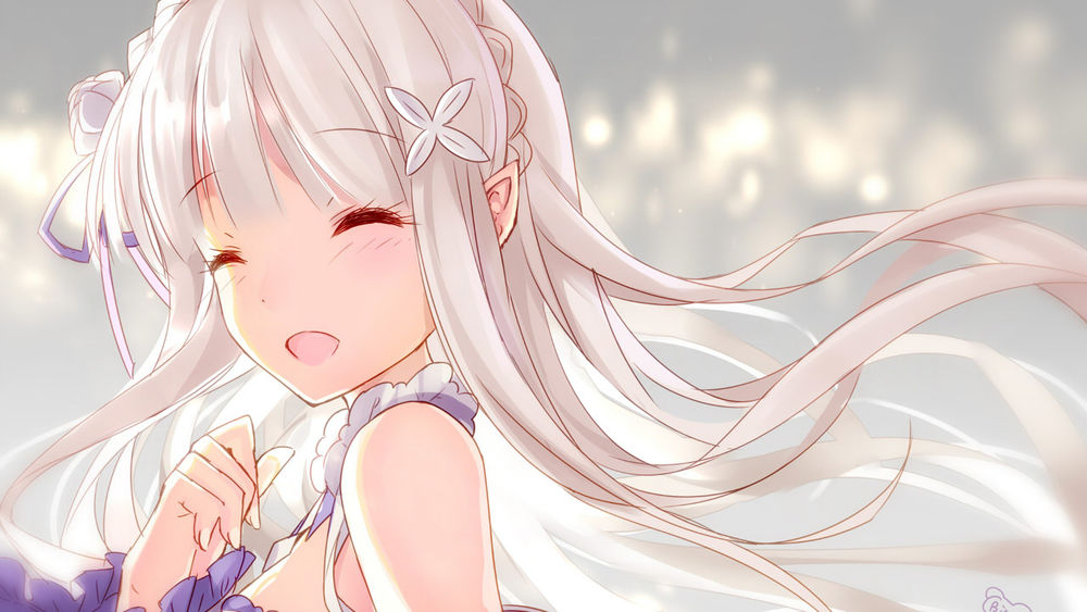 Обои для рабочего стола Emilia / Эмилия из аниме Re: Zero kara Hajimeru Isekai Seikatsu / Re: Жизнь в альтернативном мире с нуля