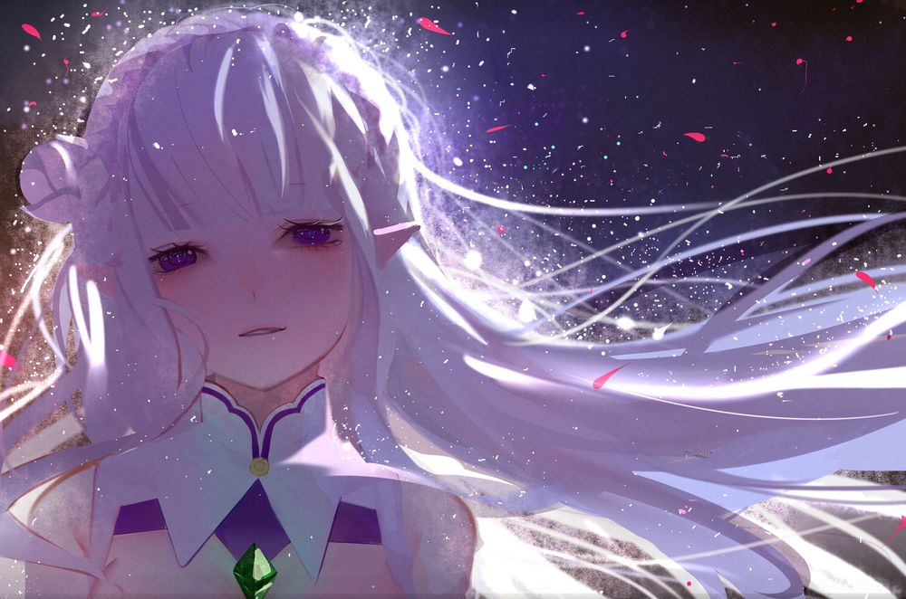 Обои для рабочего стола Emilia / Эмилия из аниме Re: Zero kara Hajimeru Isekai Seikatsu / Re: Жизнь в альтернативном мире с нуля