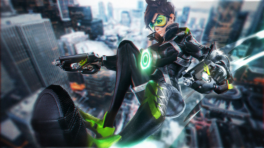Обои для рабочего стола Tracer / Трейсер из видеоигры Overwatch / Дозор, by Seymour