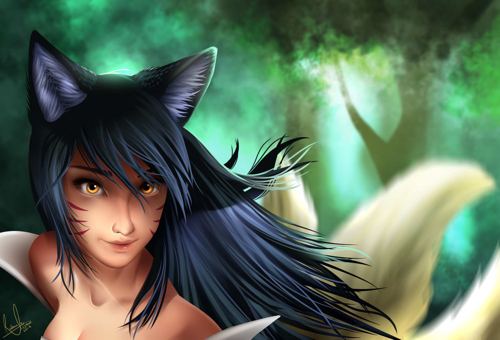 Обои для рабочего стола Ари / Ahri из игры Лига Легенд / League of Legends, by Relaxable