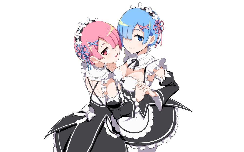 Обои для рабочего стола Ram / Рам и Rem / Рем из аниме Re:Zero kara Hajimeru Isekai Seikatsu / Re:Zero. Жизнь с нуля в альтернативном мире