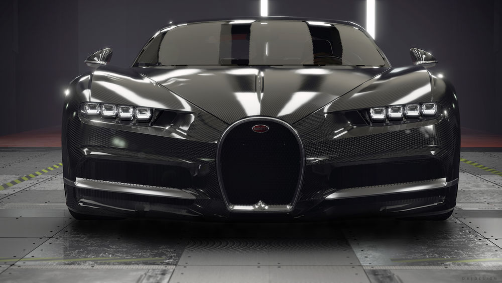 Обои для рабочего стола Черный Bugatti Chiron, by David Baylis