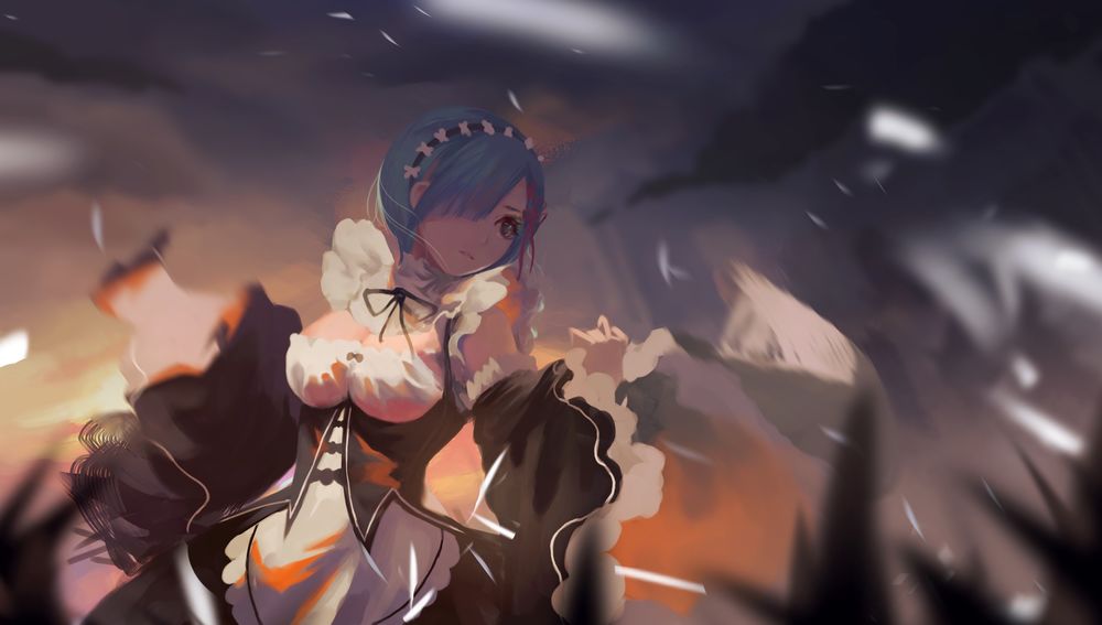 Обои для рабочего стола Rem / Рем из аниме Re:Zero kara Hajimeru Isekai Seikatsu / Re:Zero. Жизнь с нуля в альтернативном мире