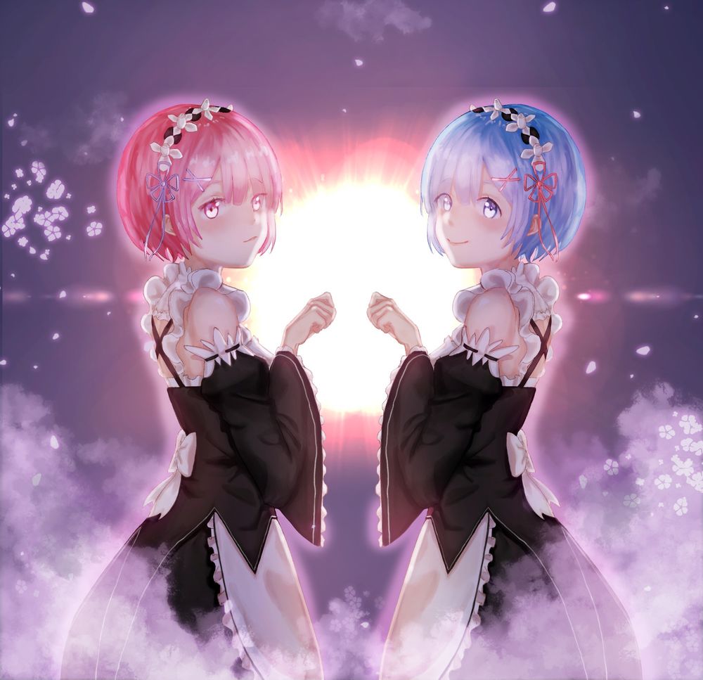 Обои на рабочий стол Ram / Рам и Rem / Рем из аниме Re:Zero kara Hajimeru  Isekai Seikatsu / Re:Zero. Жизнь с нуля в альтернативном мире, обои для  рабочего стола, скачать обои,