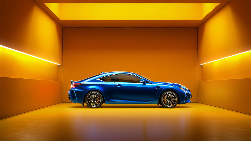 Обои для рабочего стола Синий Lexus RC F в желтом помещении, by Dmitriy Ten
