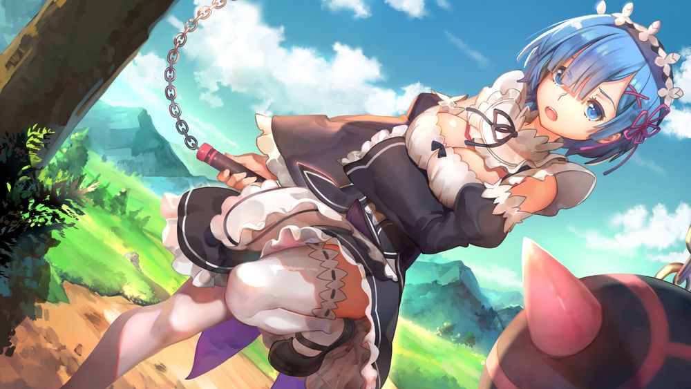 Обои для рабочего стола Rem / Рем из аниме Re:Zero kara Hajimeru Isekai Seikatsu / Re:Zero. Жизнь с нуля в альтернативном мире