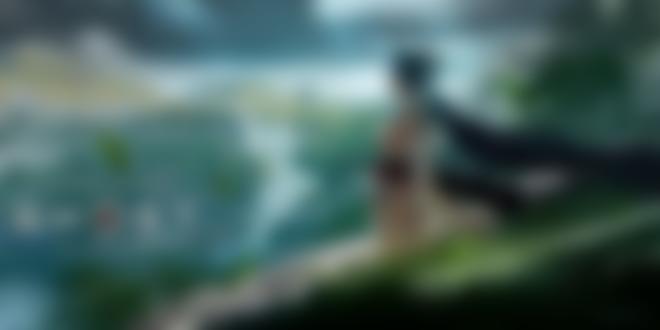 Обои для рабочего стола Девушка с катаной стоит в поле, арт к игре Ghost of Tsushima / Призрак Цусимы, by HuyKho 192