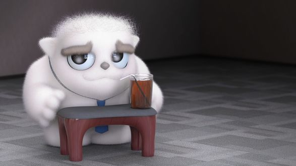 Обои на рабочий стол Гоблин сидит за столиком, на котором стоит стакан лимонада, by UnexpectedToy