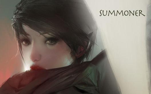 Обои на рабочий стол Портрет фэнтезийной девушки,(Summoner), by Evan Lee