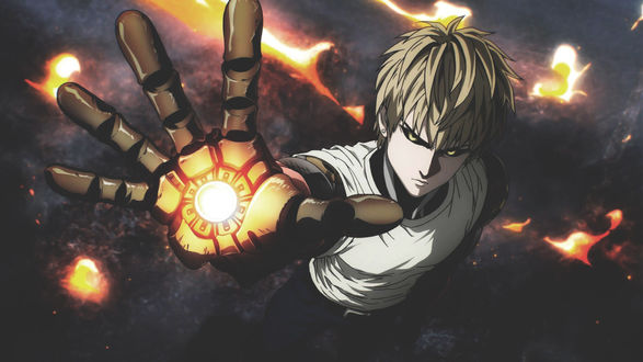 Обои на рабочий стол Genos / Дженос из аниме One-Punch Man / Ванпанчмен / Человек одного удара