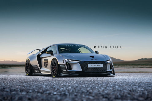 Обои на рабочий стол Серебристый Audi R8 на дороге, by Rain Prisk