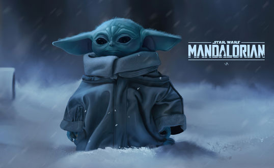 Обои на рабочий стол Маленький Йода / Baby Yoda из сериала Звездные войны / The Mandalorian