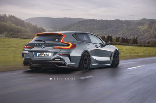 Обои на рабочий стол Серый BMW M850i xDrive на трассе, by Rain Prisk