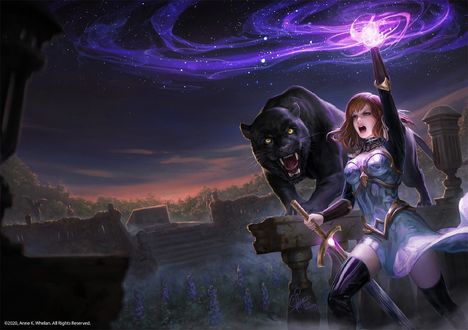 Обои на рабочий стол Богиня Katarina / Катарина с пантерой, арт к книге Katarina : The One Goddess, by Ina Wong