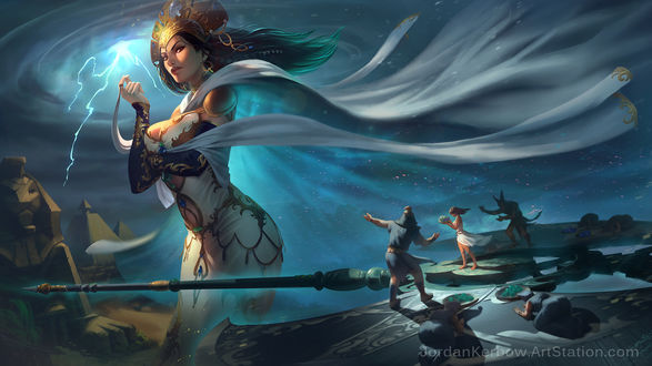 Обои на рабочий стол Богиня света и тьмы Lana / Лана из игры Smite, by Jordan Kerbow