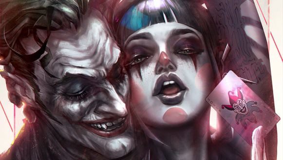 Обои на рабочий стол Harley Quinn / Харли Квин и Джокер / Joker, персонажи из DC Comics, by Ivan Tao