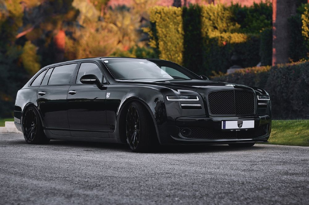 Обои для рабочего стола Черный Bentley Mulsanne на дороге, by Rain Prisk