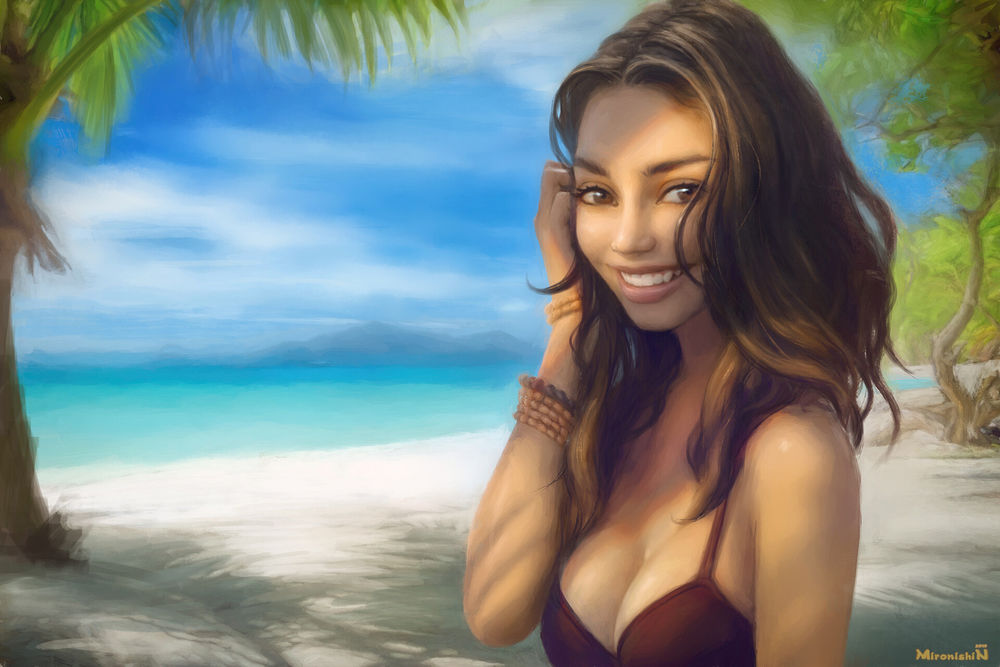 Обои для рабочего стола Портрет девушки стоящей на берегу моря, by Mironishin Story