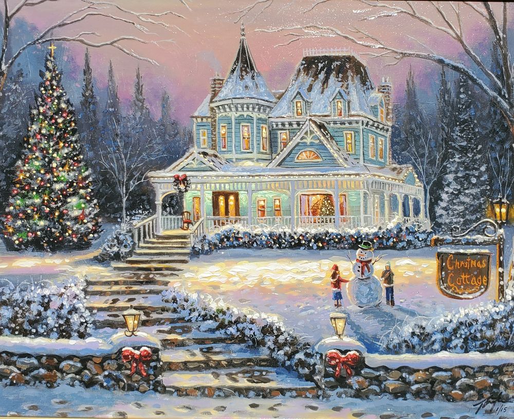 Обои для рабочего стола Christmas Cottage / Рождественский коттедж, художник Robert Finale