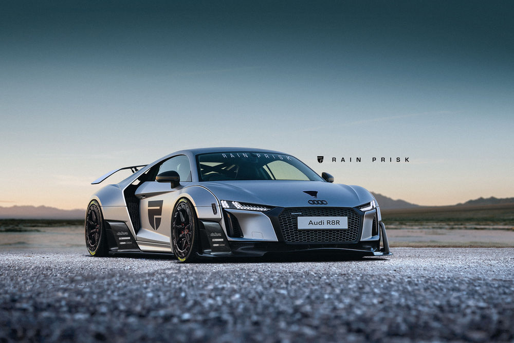 Обои для рабочего стола Серебристый Audi R8 на дороге, by Rain Prisk