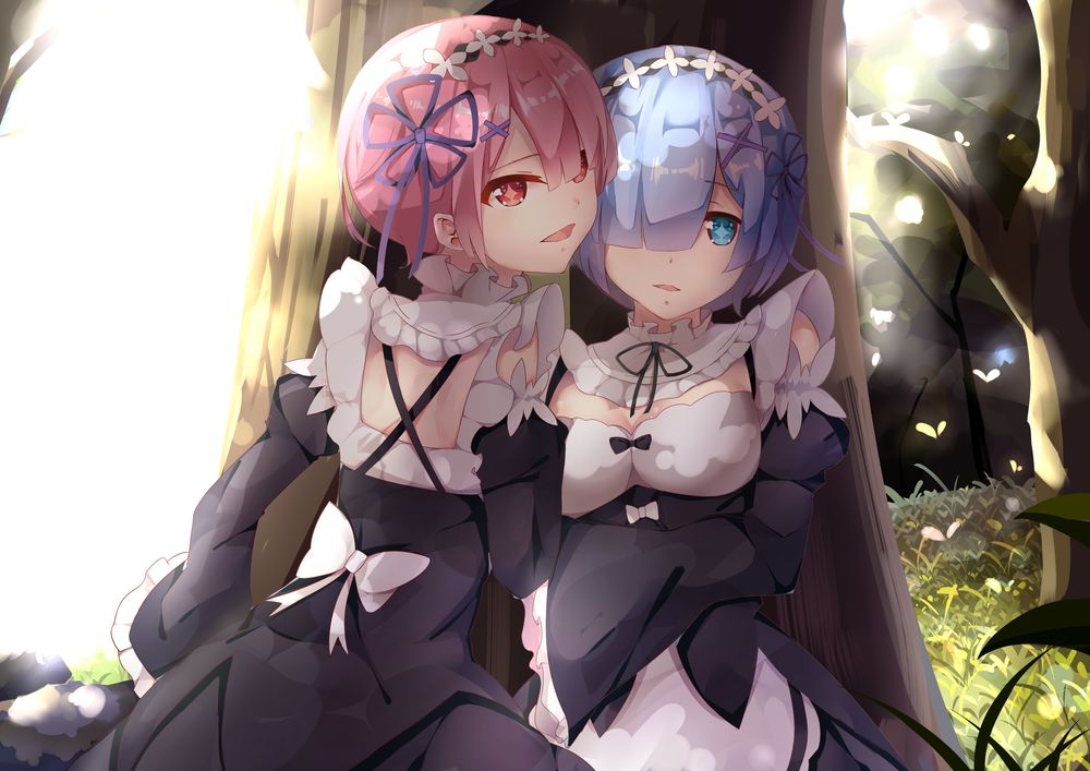 Обои для рабочего стола Rem / Рем и Ram / Рам из аниме Re:Zero kara Hajimeru Isekai Seikatsu / Re:Zero. Жизнь с нуля в альтернативном мире