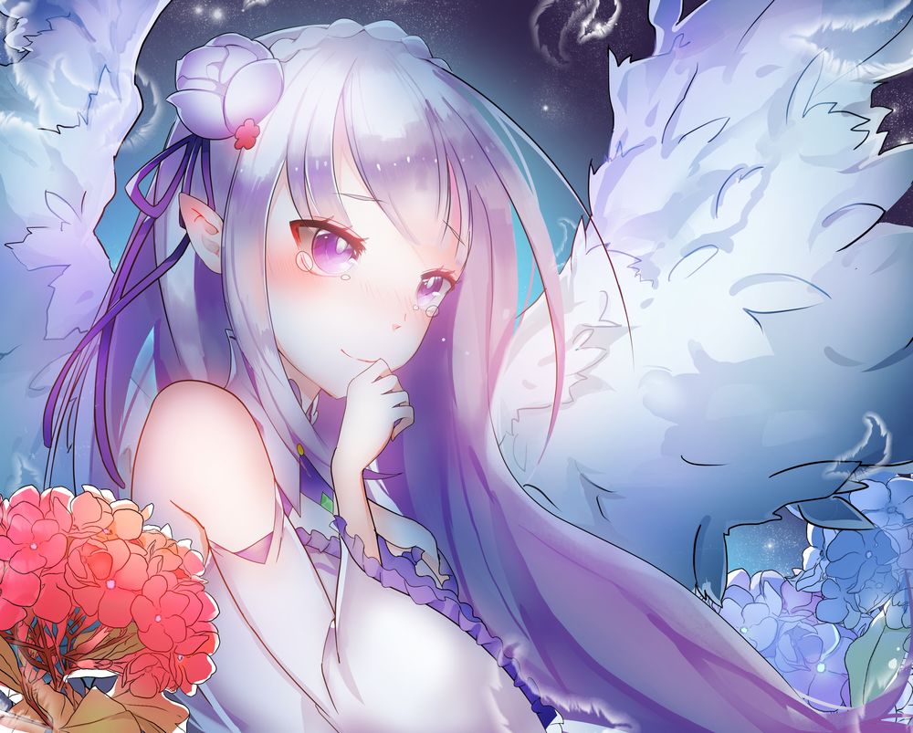 Обои для рабочего стола Emilia / Эмилия из аниме Re:Zero kara Hajimeru Isekai Seikatsu / Re:Zero. Жизнь с нуля в альтернативном мире