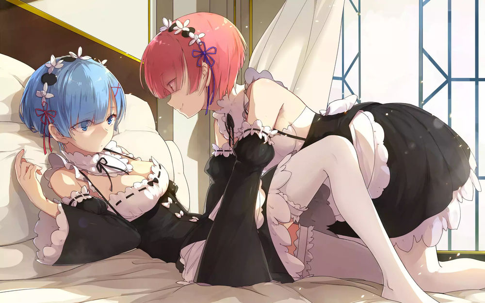 Обои для рабочего стола Rem / Рем и Ram / Рам из аниме Re:Zero kara Hajimeru Isekai Seikatsu / Re:Zero. Жизнь с нуля в альтернативном мире