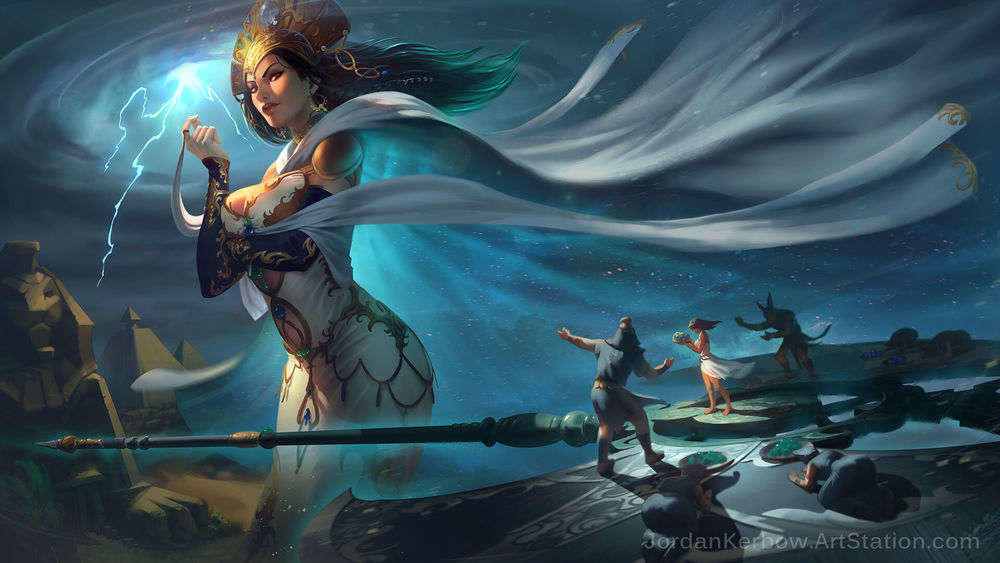 Обои для рабочего стола Богиня света и тьмы Lana / Лана из игры Smite, by Jordan Kerbow