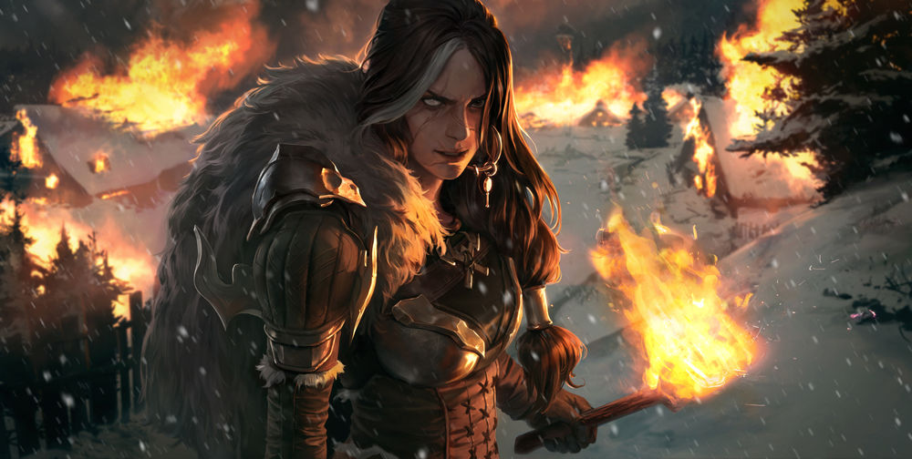 Обои для рабочего стола Vrynna / Вринна из игры Legends of Runeterra, by SIXMOREVODKA STUDIO
