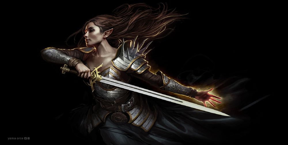 Обои для рабочего стола Aribeth de Tylmarande / Арибет де Тильмаранд из игры Neverwinter Nights, by Yama Orce