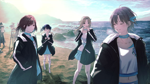 Обои на рабочий стол Девушки Madoka Higuchi, Toru Asakura, Hinana Ichikawa, Koito Fukumari персонажи из аниме Идолм@стер:Блестящие цвета / The Idolm@ster:Shiny Colors, by Misaki Nonaka