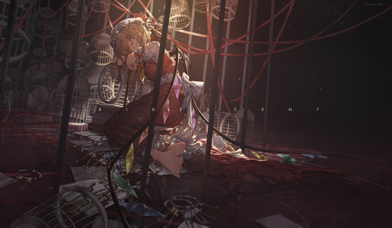 Обои на рабочий стол Flandre Scarlet / Фландр Скарлет, персонаж из аниме Тохо / Touhou Project, by Miv4t
