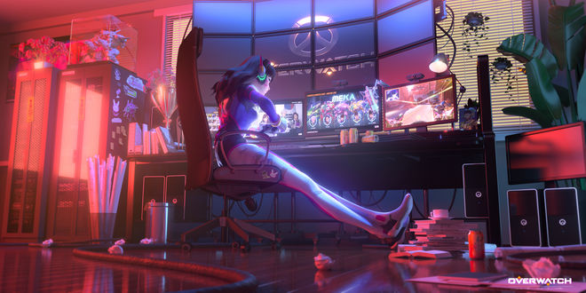 Обои на рабочий стол Персонаж D. Va / Ди. Ва из видеоигры Overwatch / Дозор