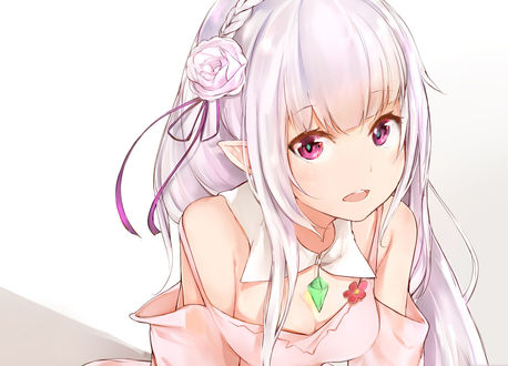 Обои на рабочий стол Emilia / Эмилия из аниме Re: Zero kara Hajimeru Isekai Seikatsu / Re: Жизнь в альтернативном мире с нуля